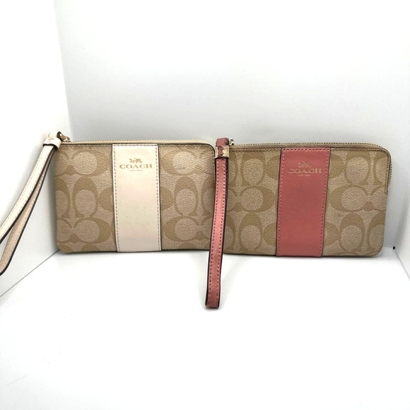 Coach Tan Coated Canvas Wristlet Bundle - Picture 1 of 11
